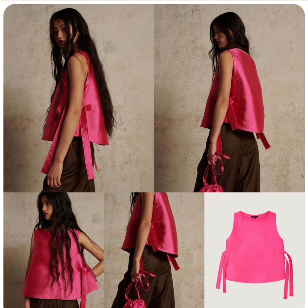 Soeur Fuchsia Tishka Duchesse sleeveless satin top